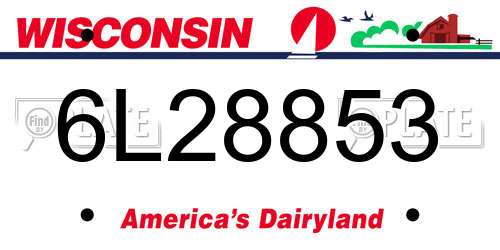 6L28853 Wisconsin License Plate
