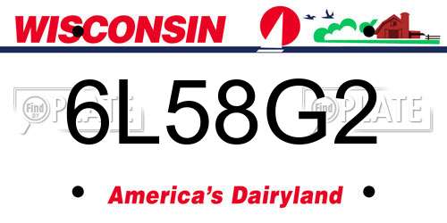 6L58G2 Wisconsin License Plate