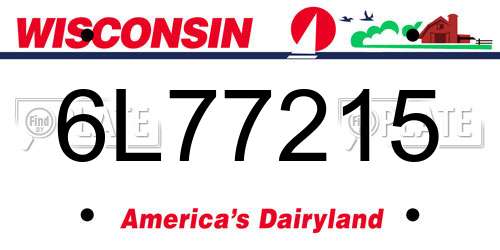 6L77215 Wisconsin License Plate