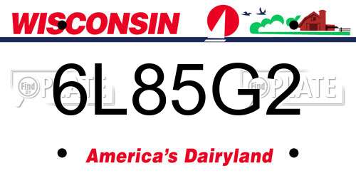 6L85G2 Wisconsin License Plate