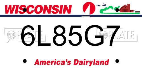 6L85G7 Wisconsin License Plate