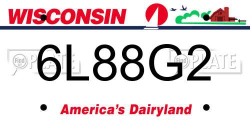 6L88G2 Wisconsin License Plate