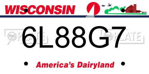 6L88G7 Wisconsin License Plate