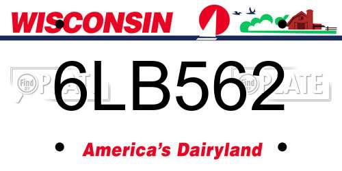 6LB562 Wisconsin License Plate
