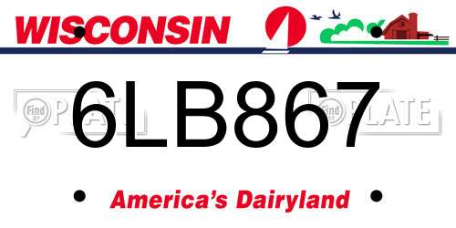 6LB867 Wisconsin License Plate