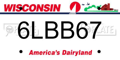 6LBB67 Wisconsin License Plate