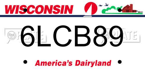6LCB89 Wisconsin License Plate