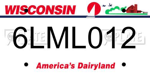 6LML012 Wisconsin License Plate