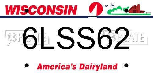 6LSS62 Wisconsin License Plate