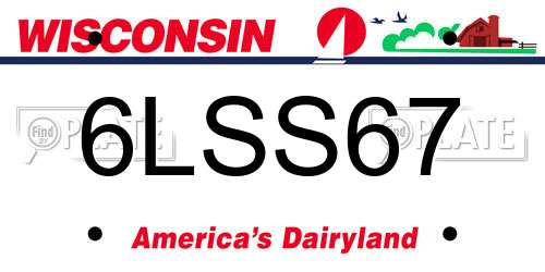 6LSS67 Wisconsin License Plate