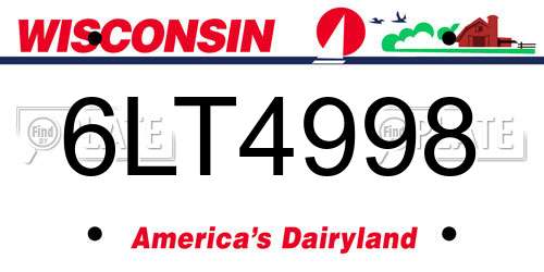 6LT4998 Wisconsin License Plate