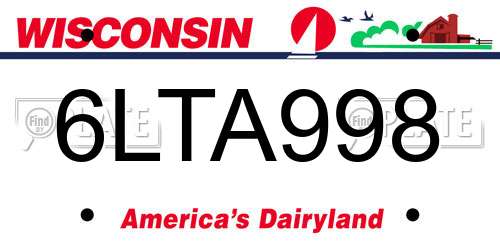 6LTA998 Wisconsin License Plate