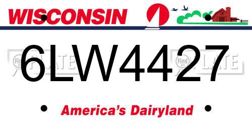6LW4427 Wisconsin License Plate