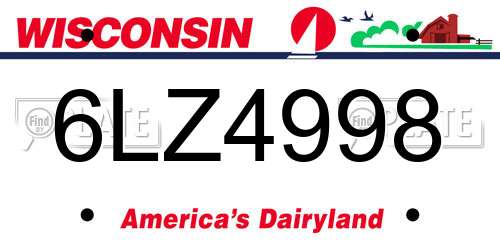6LZ4998 Wisconsin License Plate