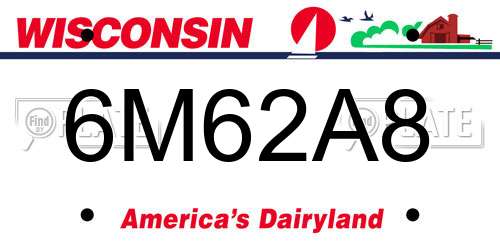 6M62A8 Wisconsin License Plate