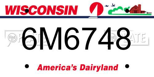 6M6748 Wisconsin License Plate