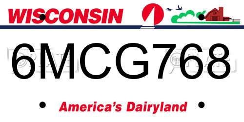 6MCG768 Wisconsin License Plate