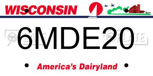 6MDE20 Wisconsin License Plate
