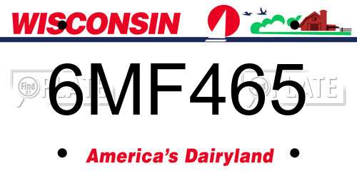 6MF465 Wisconsin License Plate