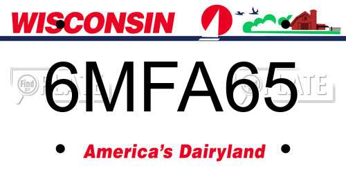 6MFA65 Wisconsin License Plate