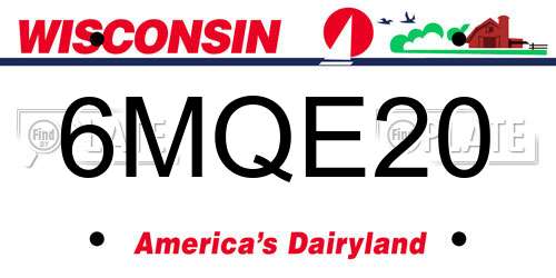 6MQE20 Wisconsin License Plate