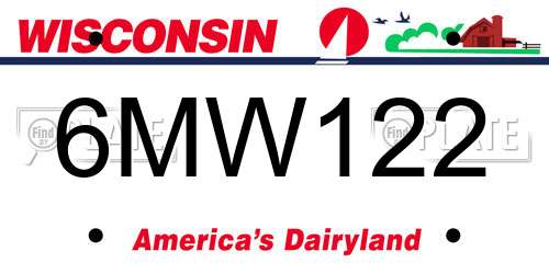 6MW122 Wisconsin License Plate