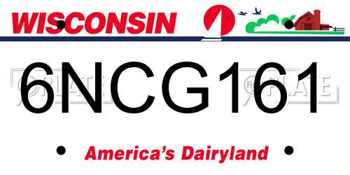 6NCG161 Wisconsin License Plate