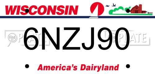 6NZJ90 Wisconsin License Plate