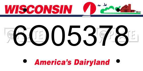 6O05378 Wisconsin License Plate