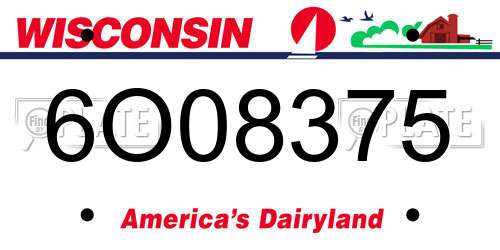 6O08375 Wisconsin License Plate
