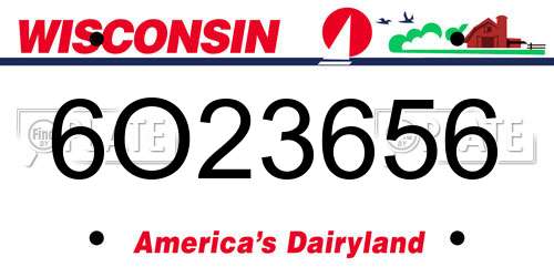 6O23656 Wisconsin License Plate