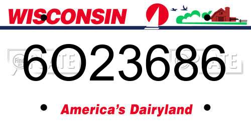 6O23686 Wisconsin License Plate