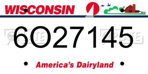 6O27145 Wisconsin License Plate