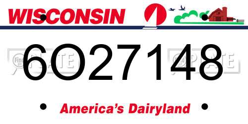 6O27148 Wisconsin License Plate