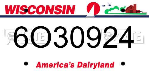 6O30924 Wisconsin License Plate