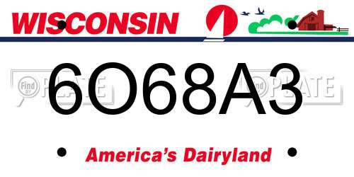 6O68A3 Wisconsin License Plate
