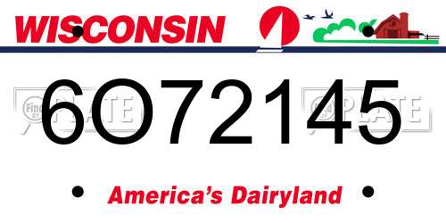 6O72145 Wisconsin License Plate