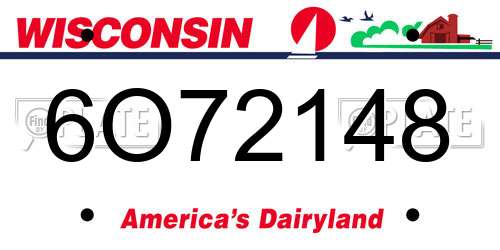 6O72148 Wisconsin License Plate
