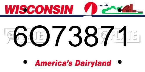 6O73871 Wisconsin License Plate