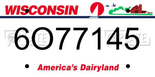 6O77145 Wisconsin License Plate