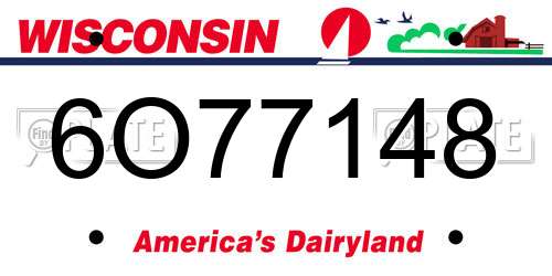 6O77148 Wisconsin License Plate
