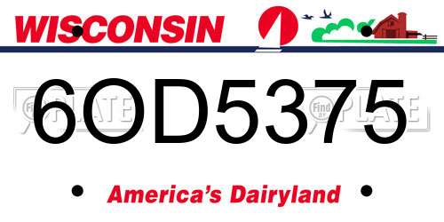 6OD5375 Wisconsin License Plate