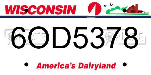 6OD5378 Wisconsin License Plate