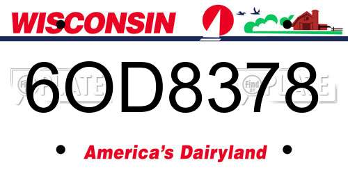 6OD8378 Wisconsin License Plate