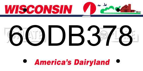 6ODB378 Wisconsin License Plate