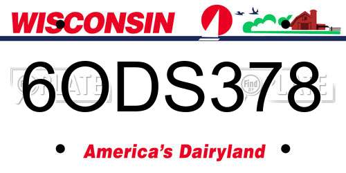 6ODS378 Wisconsin License Plate