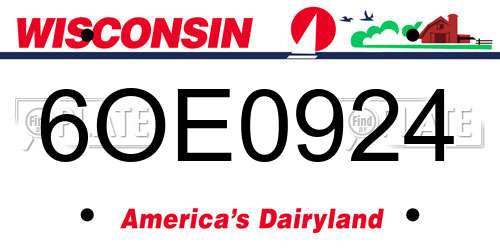 6OE0924 Wisconsin License Plate