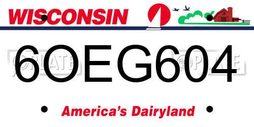 6OEG604 Wisconsin License Plate