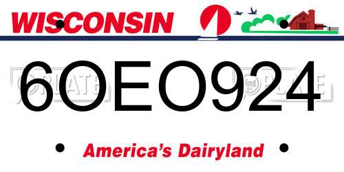 6OEO924 Wisconsin License Plate