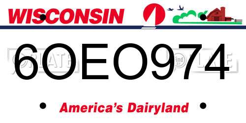 6OEO974 Wisconsin License Plate